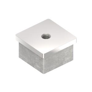 Tappo per tubo 40x40x2 mm con filetto M8 AISI 316