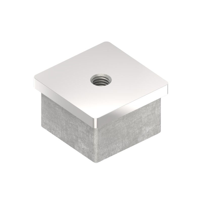 Tappo per tubo 40x40x2 mm con filetto M8 AISI 316