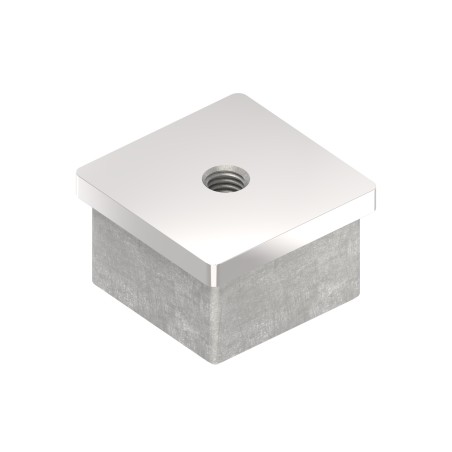 Tappo per tubo 40x40x2 mm con filetto M8 AISI 316
