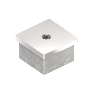 Tappo per tubo 40x40x2 mm con filetto M8 AISI 316