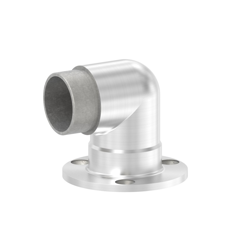 Raccordo tubo 42,4x2 con attacco muro 90° AISI 304